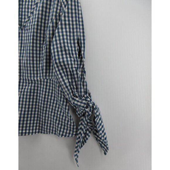J crew Top XS Universal Standard Blouse Poplin Gingham Plaid Preppy * - Picture 3 of 11
